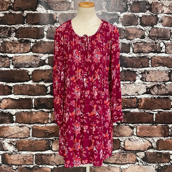 Sahalie Dress Long Sleeve Midi Red Floral Size Medium M - Picture 5 of 16